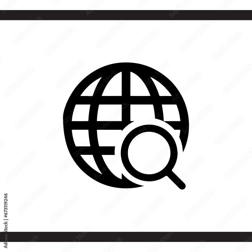 Internet search icon vector. Magnifying glass sign symbol vector. Web search vector icon illustration isolated on white background