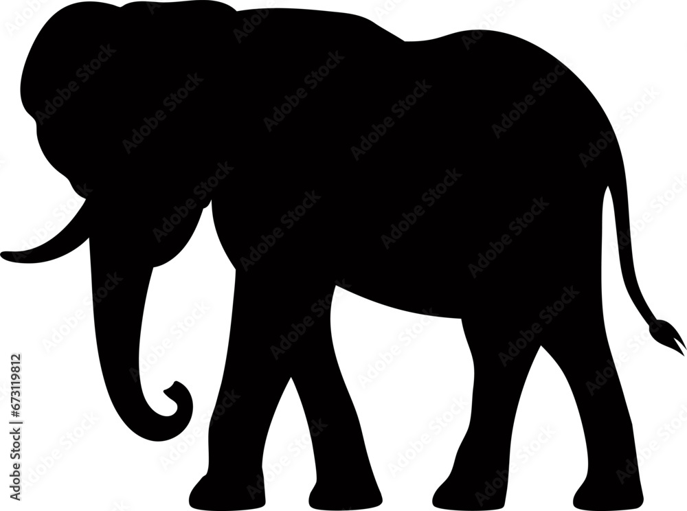 Isolated on white background, silhouette of an elephant Isolated on white background, silhouette of an elephant