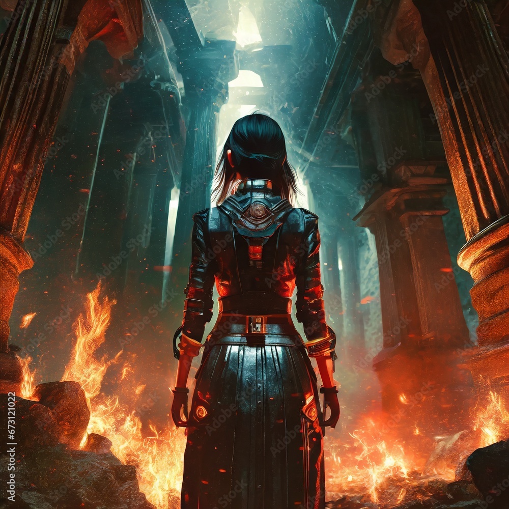 Fototapeta premium 地獄の業火 黄泉の国の旅人 