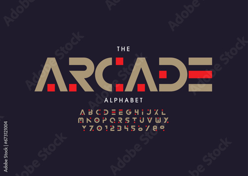 Vector of stylized modern font and alphabet