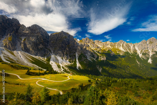 Mountain landscape of the Stubai Alps