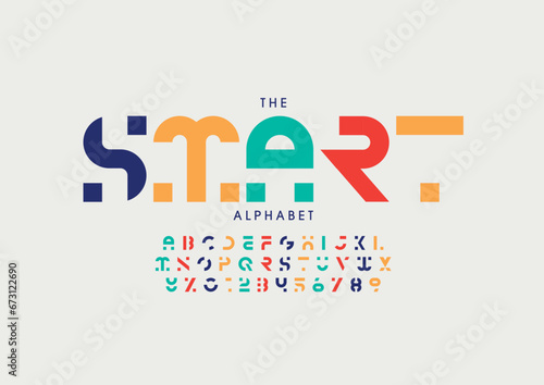 Vector of stylized modern font and alphabet
