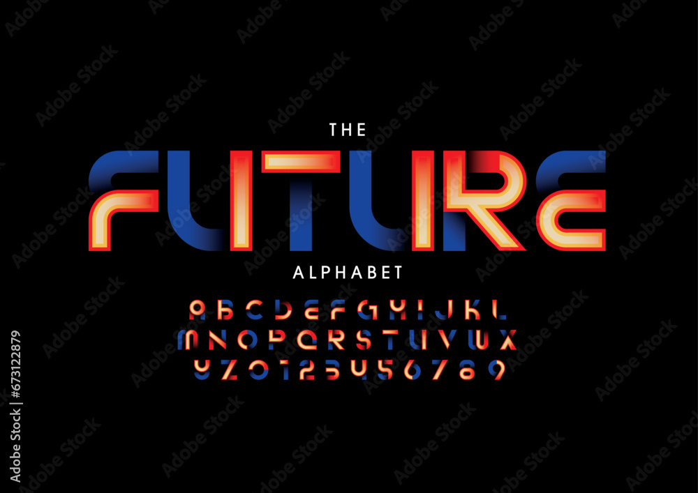 Vector of stylized modern font and alphabet Vector of stylized modern font and alphabet
