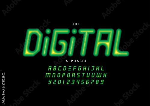 Vector of stylized modern font and alphabet