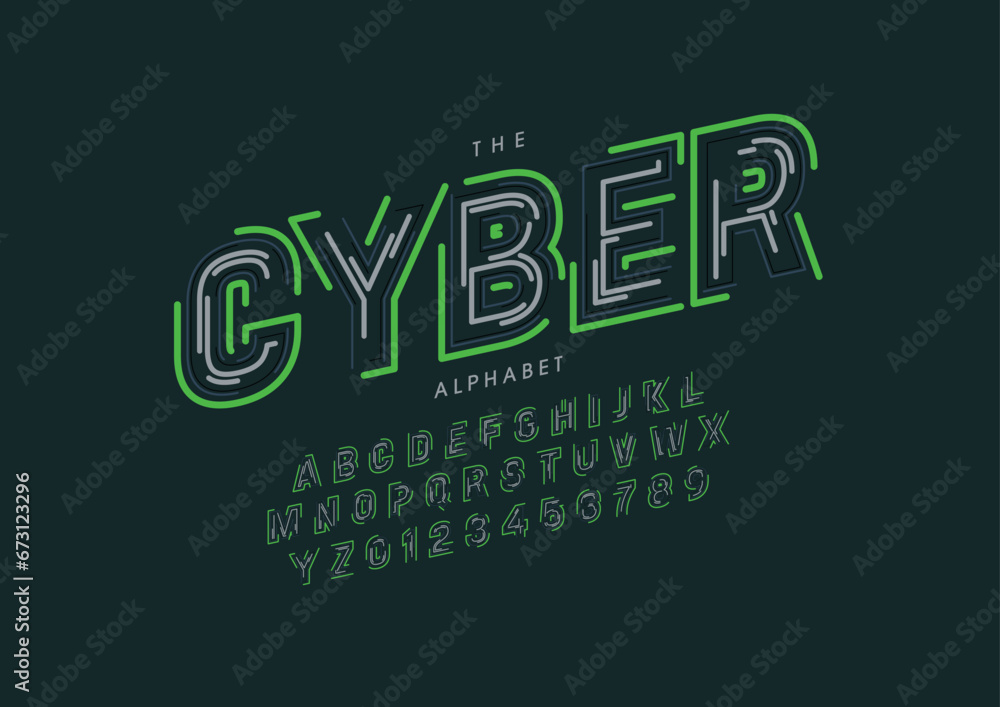 Vector of stylized modern font and alphabet Vector of stylized modern font and alphabet