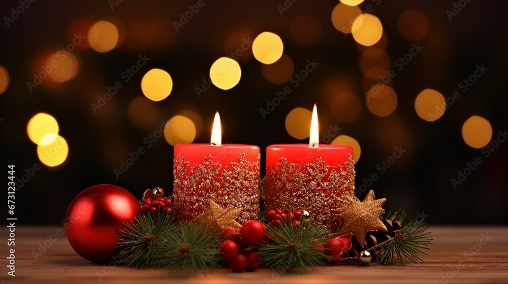 Christmas Decoration with Glowing Candles | Festive Ornament and Holiday Decor