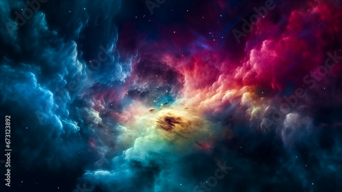 Colorful space galaxy cloud nebula. Stary night cosmos. Universe science astronomy. © EUGINE