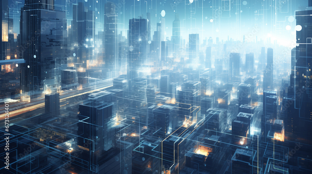 A bustling digital city A bustling digital city