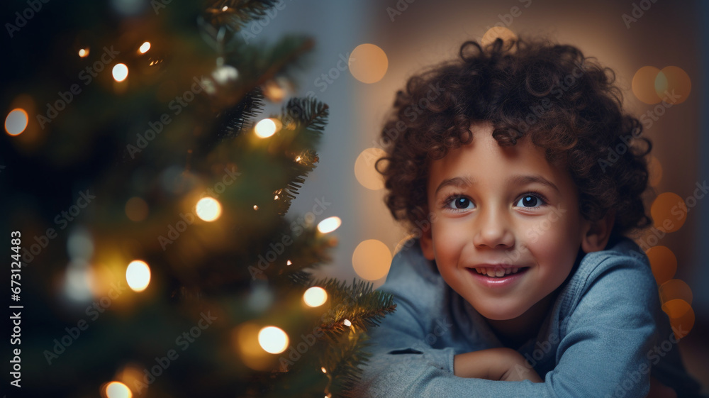 Children smile happily on Christmas Eve night. Children smile happily on Christmas Eve night.