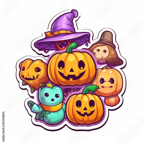 Wallpaper Mural Cute halloween cartoon sticker flat design no background Torontodigital.ca