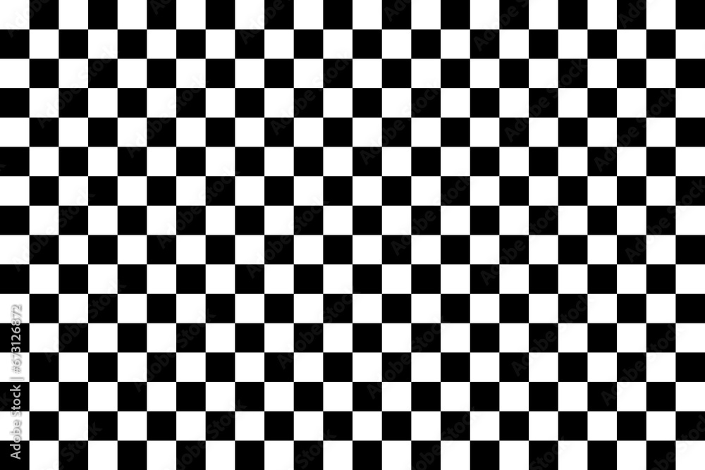 Black and white checker pattern vector illustration. Abstract checkered chessboard or checkerboard for game, grid with geometric square shape, race or rally flag and mosaic floor tile - obrazy, fototapety, plakaty 