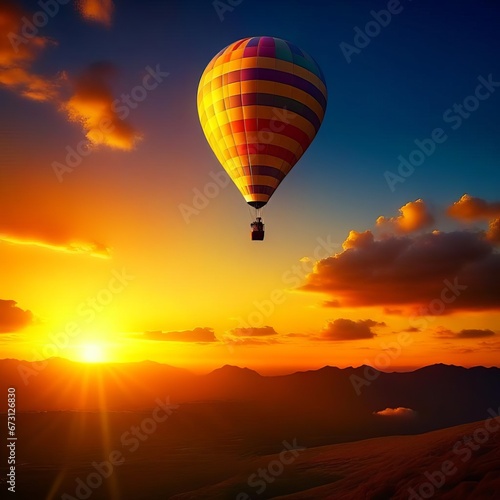 Hot air balloon at sunset.