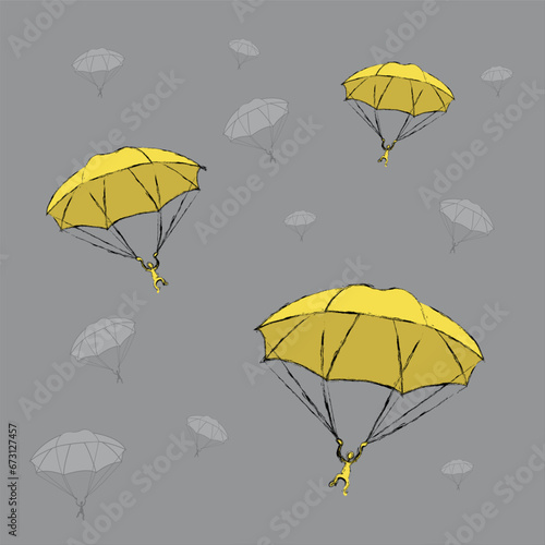 pattern with parachutists and parachutes