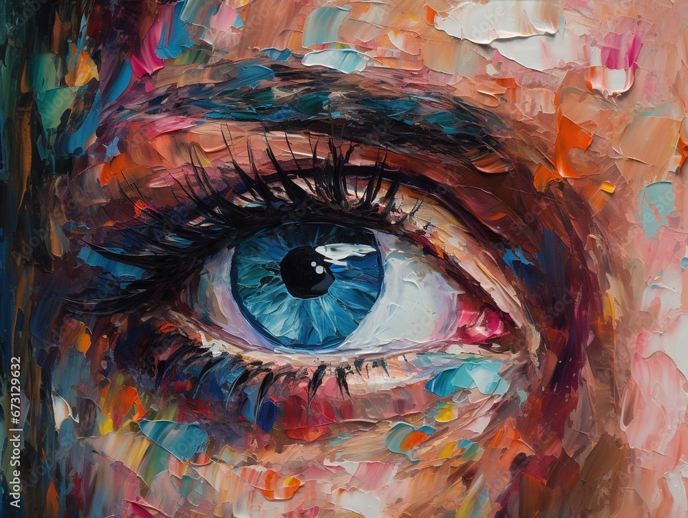 Fototapeta premium eye close-up drawn with paints
