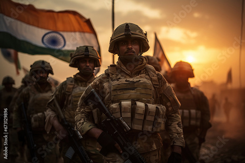 Army force troop in Armed Forces Flag Day photo