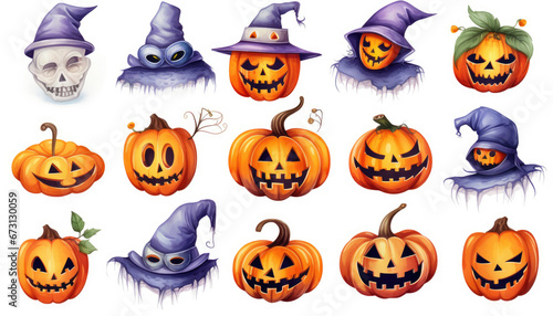 Sticker set of halloween icons on white background © LFK