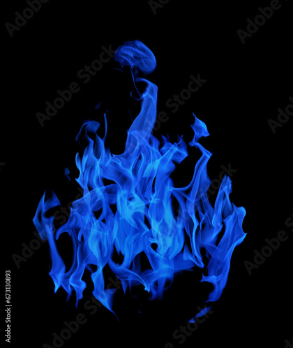 isolated on black large abstract blue flame