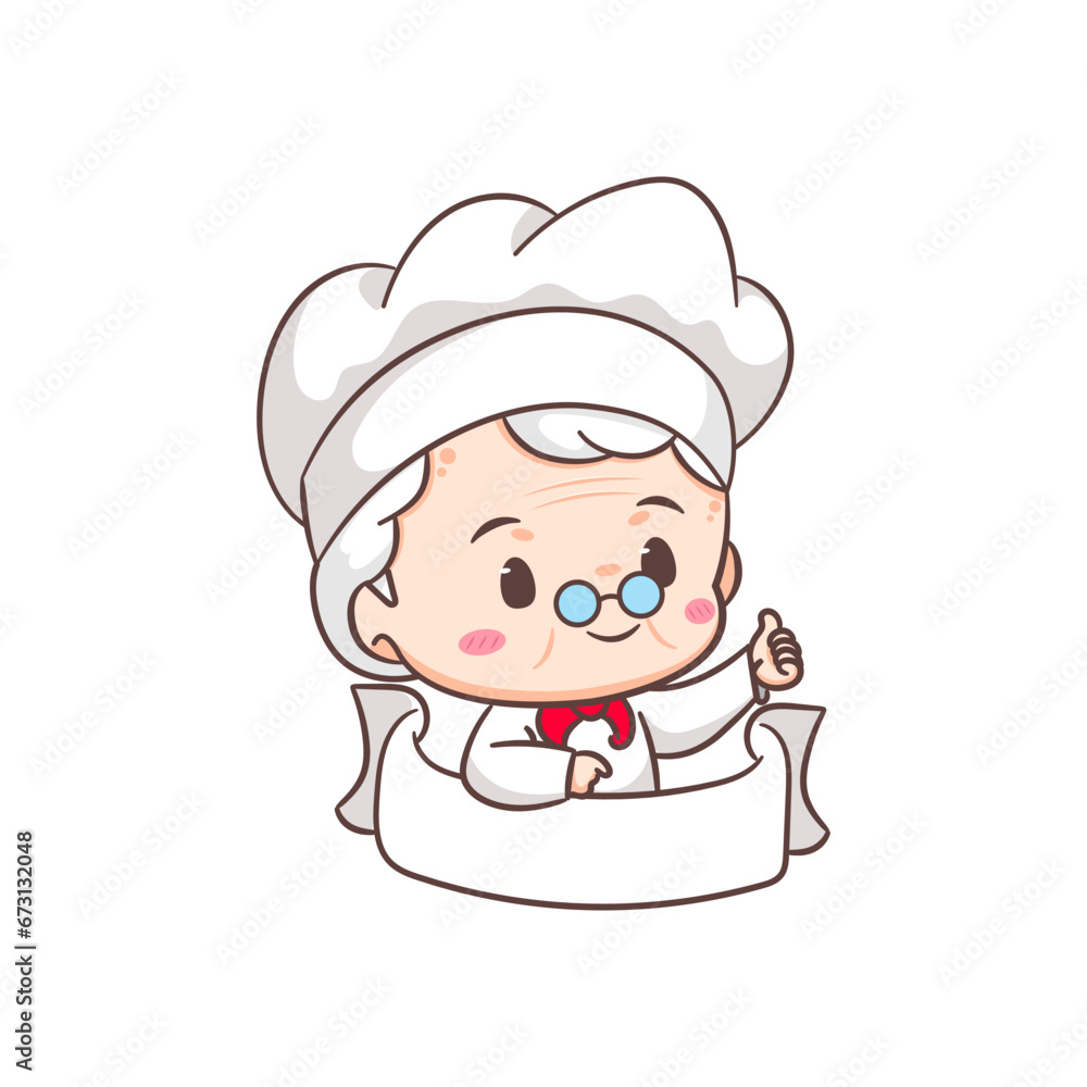 Cute grandmother chef cartoon. Grandma cooking logo vector art. People Food Icon Concept. restaurant and homemade culinary logo Cute grandmother chef cartoon. Grandma cooking logo vector art. People Food Icon Concept. restaurant and homemade culinary logo