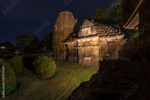 Muktesvara temple.Temples of Orissa or Odisha india in the night photo