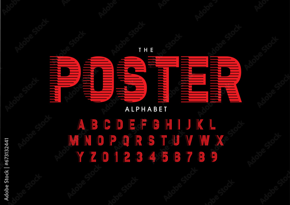 Vector of stylized modern font and alphabet