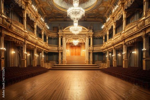 Interior of the opera hall  classical architecture of entertainment performances  ballet  theater. AI generated.