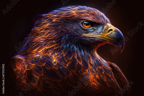 A captivating illustration of an eagle engulfed in translucent fire flames, a symbol of power and freedom. Ai generated