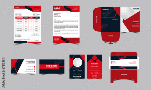 Corporate modern business office stationery set design with Illustrations