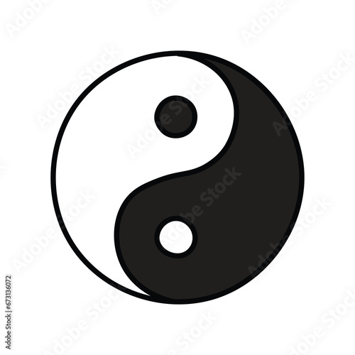Hand-drawn cartoon doodle cartoon yin yang icon on a white background.