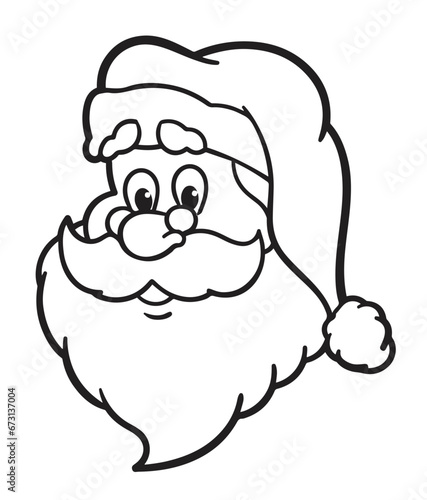 Santa claus cartoon. Simple design outline style. you can change color you want. Vector Illustrations.