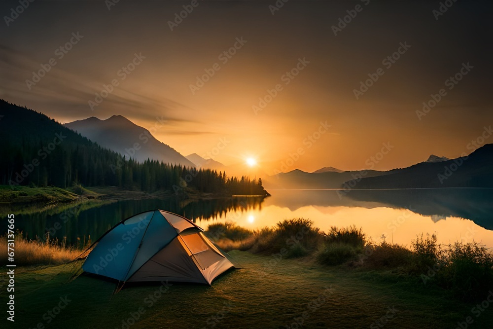 tent on the lake