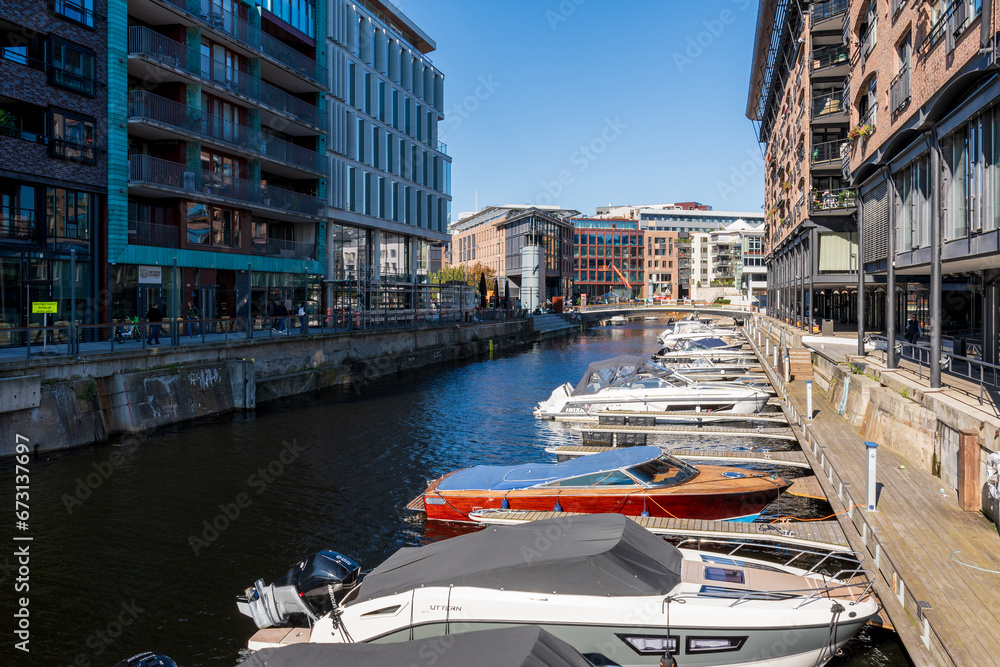 Oslo, Norway: Moored Boats And Yachts At Aker Brygge District