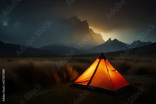 tent at sunset