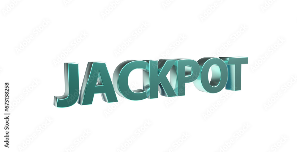 Jackpot türkise plakative metallische 3D-Schrift, Gewinn, Lotterie, Glücksspiel, Preisgeld, Siegesprämie