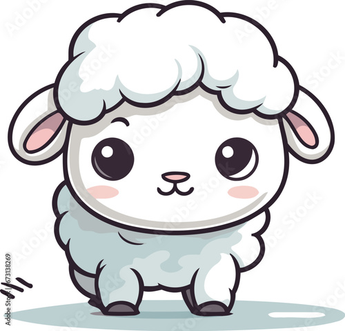 Cute sheep cartoon isolated on a white background. Vector illustration.