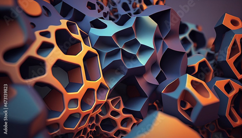 Voronoi blocks background in abstract extrusion photo