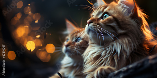 close up portrait of a cat Fluffy kitten staring with curiosity  cute whiskers and playful nature A cute  fluffy kitten with striped fur sleeping indoors peacefully.AI Generative