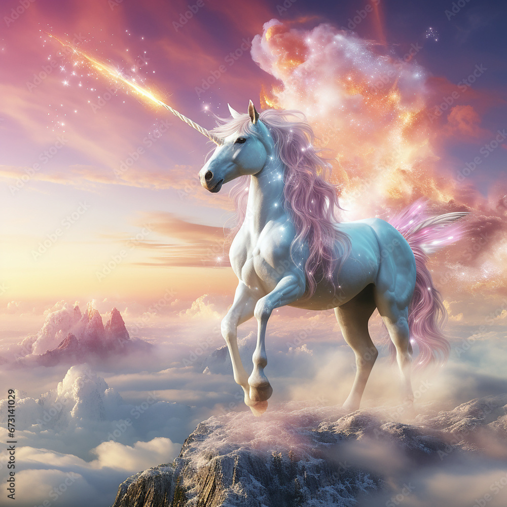 a Bright and beautiful Unicorn glowing in heaven created with Generative Ai a Bright and beautiful Unicorn glowing in heaven created with Generative Ai