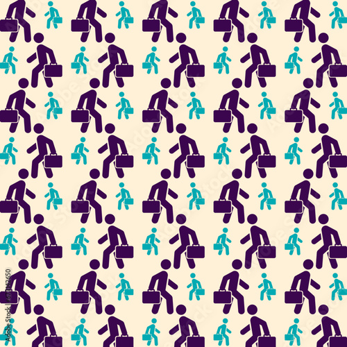 Walking business man shapes geometric seamless pattern trendy colorful design beautiful vector illustration background