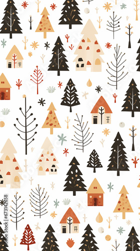 christmas pattern illustration white background created with Generative Ai
