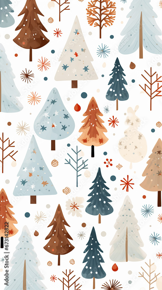 christmas pattern illustration white background created with Generative Ai