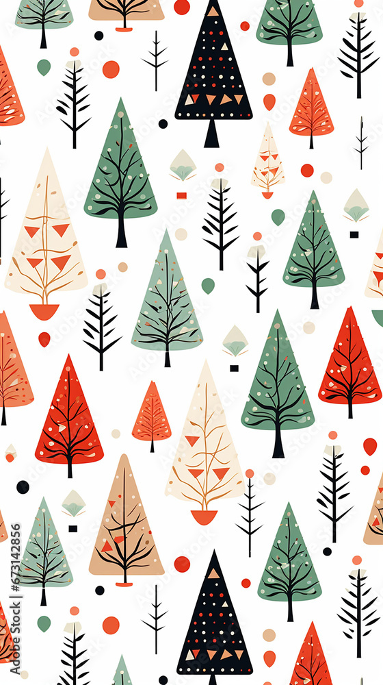 christmas pattern illustration white background created with Generative Ai