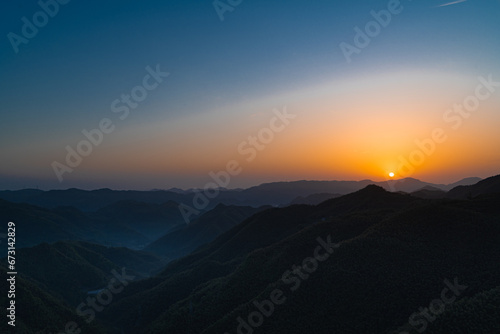 Sunrise on top of Mount Siming in Ningbo  China
