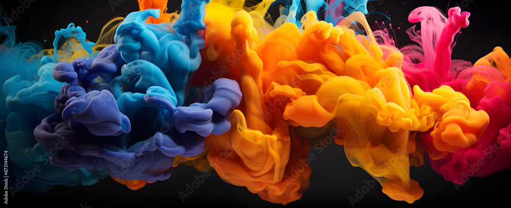 abstract colorful background with exploding paint colors in the air