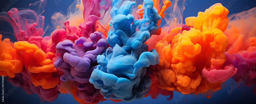 abstract colorful background with exploding paint colors in the air ...