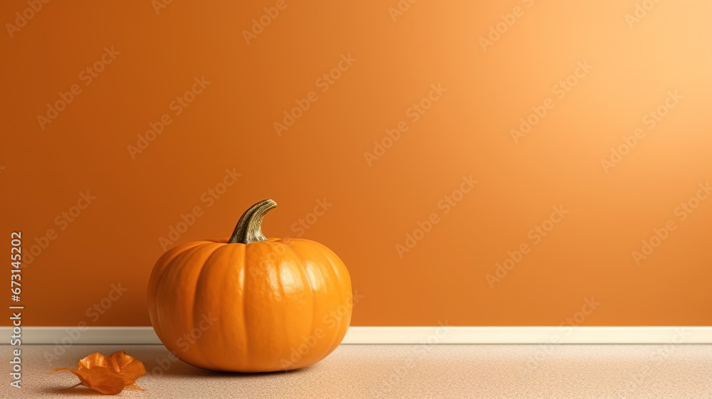 Acorn Squash with Copy Space Orange Background Selective Focus Acorn Squash with Copy Space Orange Background Selective Focus