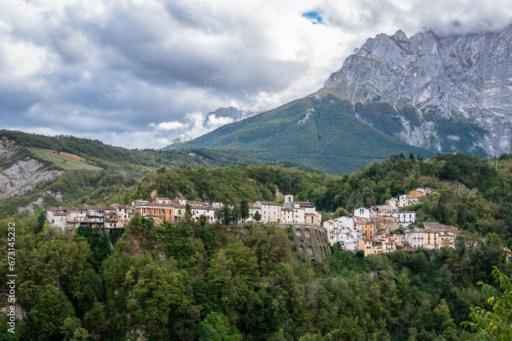 View of Castelli, an Italian community with 997 inhabitants. The place is near Isola del Gran Sasso d'Italia and Colledara in the Italian province of Teramo.