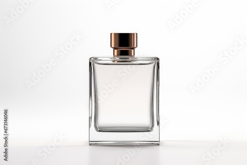 Transparent Bottle of Perfume Spray. Modern Luxury Women's Men's Fragrance in Beautiful Glass Bottle Isolated on White background. Parfum De Toilette for Women and Men