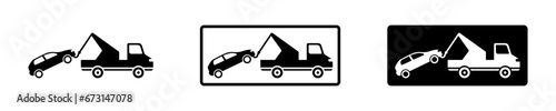Set of no parking road  vector signs. Tow car away icons. Warning traffic sign. Vector 10 Eps.