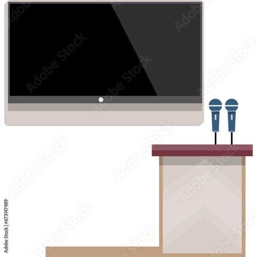 Conference tribune podium vector icon flat rostrum