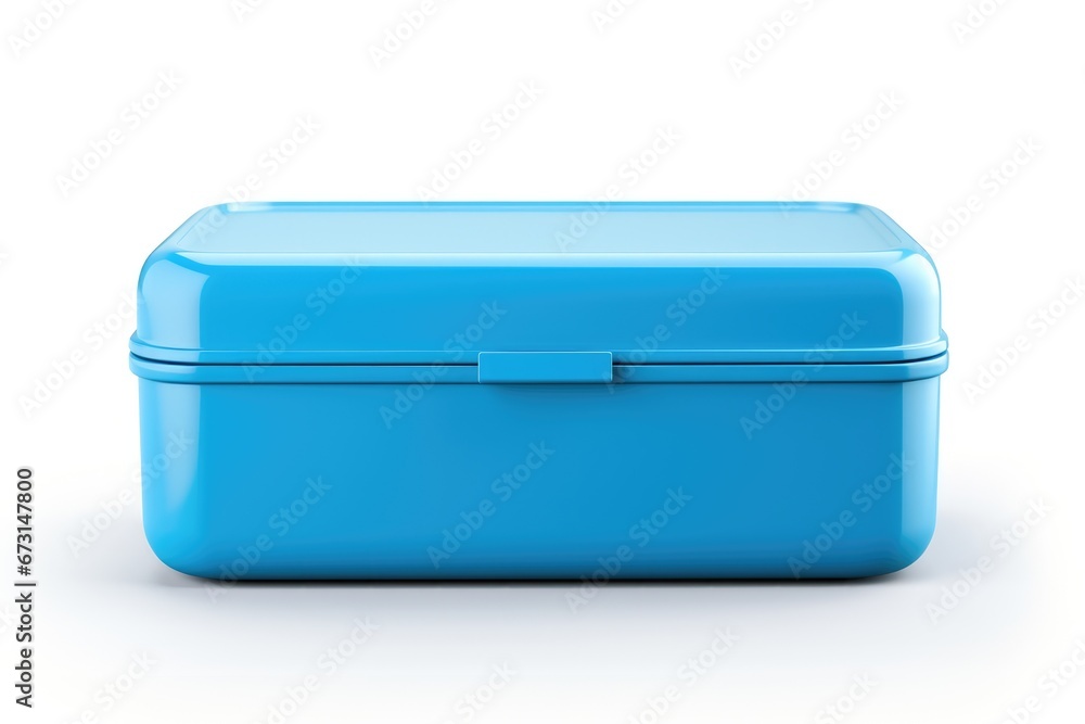blue lunch box mockup for meal on white background, container for food blue lunch box mockup for meal on white background, container for food